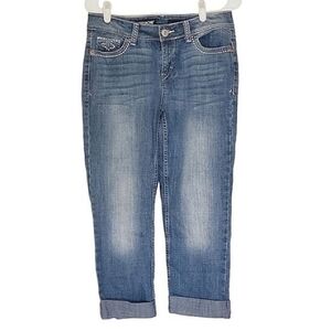 🟢7066 * Jordache Cropped Embroidered Pocket Jeans Denim Size 4